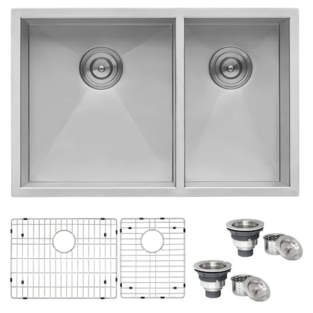 Ruvati 29" Undermount 60/40 Double Bowl Zero Radius 16 Gauge SS Kitchen Sink RVH7200
